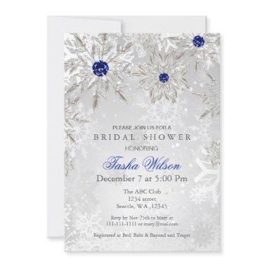 Silver Royal Blue Snowflakes Winter