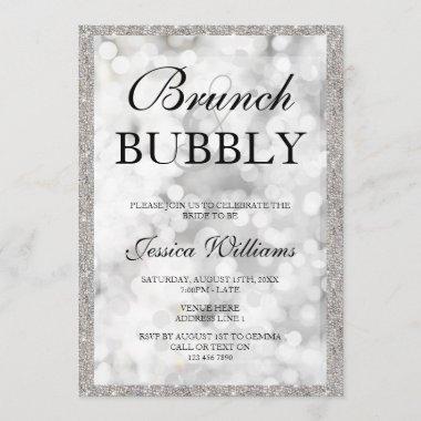 Silver Sequins Brunch & Bubbly Bridal Shower Invitations