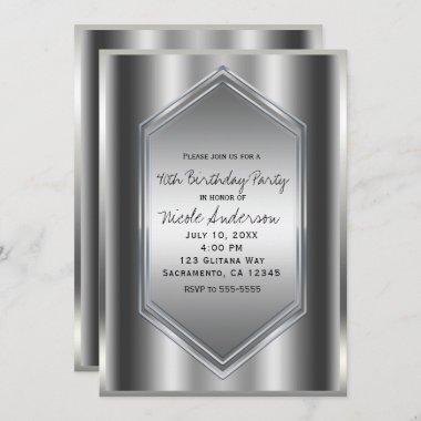 Silver Shine Glamour Chic Birthday Party Any Event Invitations