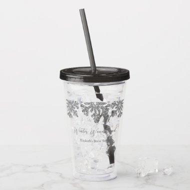 Silver Snowflake Winter  Acrylic Tumbler