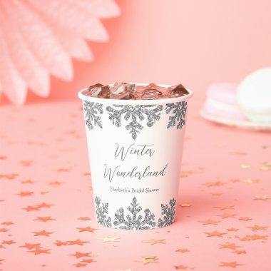 Silver Snowflake Winter  Paper Cups
