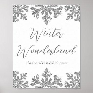 Silver Snowflake Winter Bridal Shower Poster