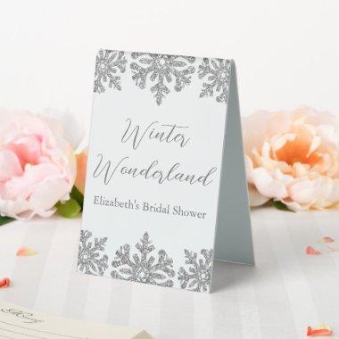 Silver Snowflake Winter  Table Tent Sign