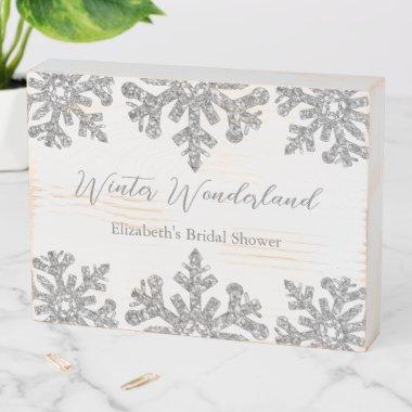 Silver Snowflake Winter  Wooden Box Sign