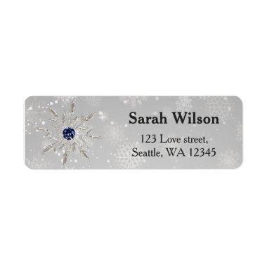 silver snowflakes  address label