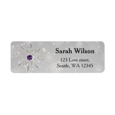silver snowflakes bridal shower address label