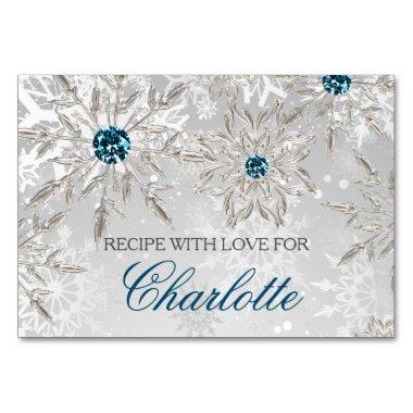 silver snowflakes winter bridal shower recipe Invitations