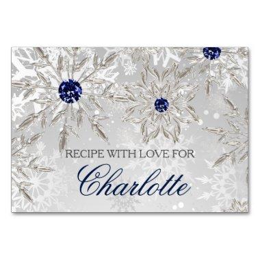 silver snowflakes winter bridal shower recipe Invitations