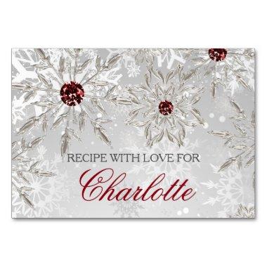 silver snowflakes winter bridal shower recipe Invitations