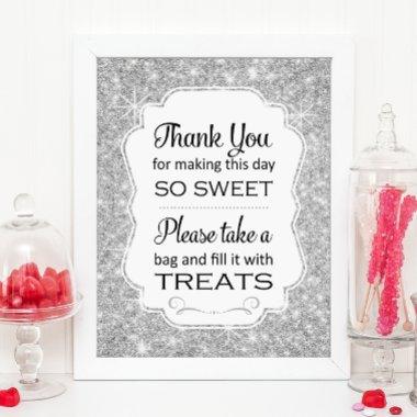 Silver Sparkle Candy Buffet  Sign