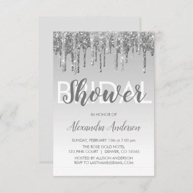 Silver Sparkle Glitter Bridal Shower Invitations