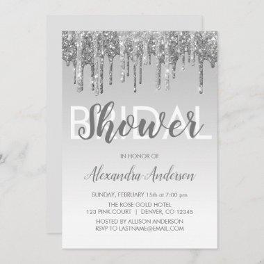Silver Sparkle Glitter Bridal Shower Invitations