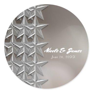 Silver Stars & Elegant Bokeh Lights Wine Labels