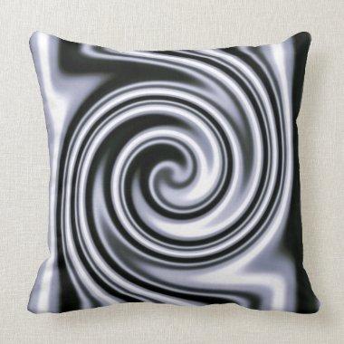 Silver Steel Blue Soft Focus Spiral Tribal Style Throw Pillow