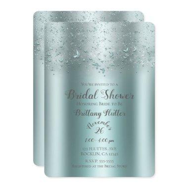 Silver Teal Aqua Flutter Butterfly