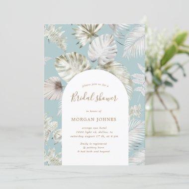 Silver Tropical Foliage Bridal Shower Invitations