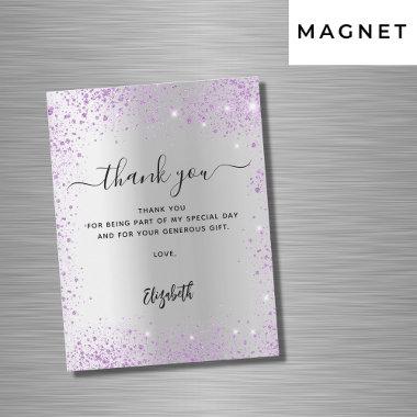 Silver violet glitter sparkles thank you Invitations
