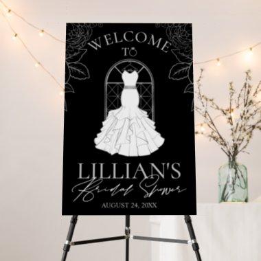 Silver Wedding Dress Bridal Shower Welcome Sign