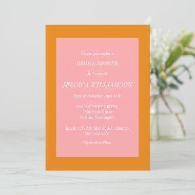 Simple Aesthetic Pink and Orange Bridal Shower Invitations