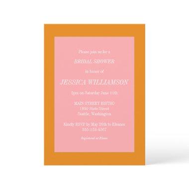 Simple Aesthetic Pink and Orange Bridal Shower Invitations