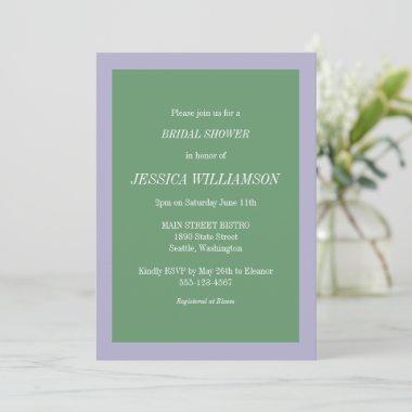 Simple Aesthetic Purple and Green Bridal Shower Invitations