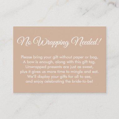 Simple Almond "No Wrapping Needed" Bridal Shower Enclosure Invitations
