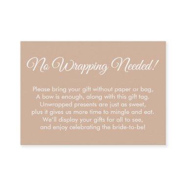 Simple Almond "No Wrapping Needed" Bridal Shower Enclosure Invitations