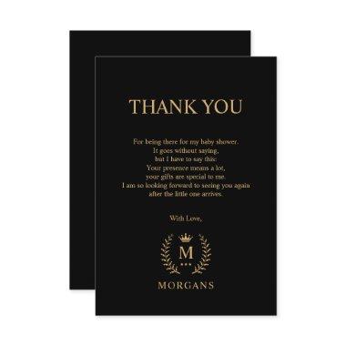 Simple And Elegant Black Gold Monogram Thank You
