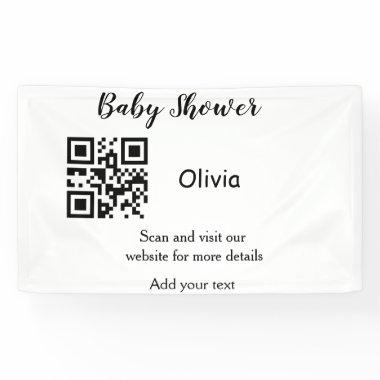 Simple baby shower website barcode QR add name det Banner