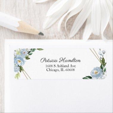 Simple Beautiful Geometric Dusty Blue Floral Label