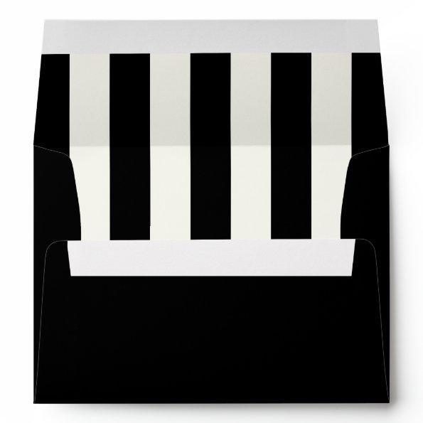 Simple Black and Off-White Ecru Stripes Pattern Envelope