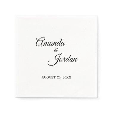 Simple Black and White Calligraphy Cocktail Napkins