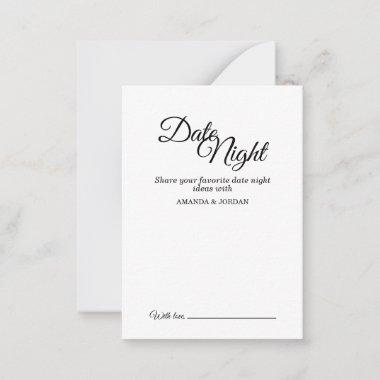 Simple Black and White Calligraphy Date Night Advice Card