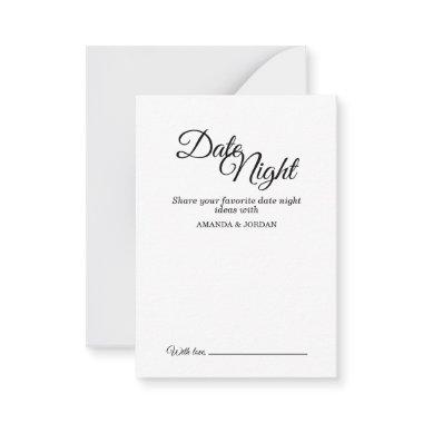 Simple Black and White Calligraphy Date Night Advice Card