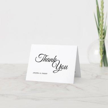 Simple Black and White Calligraphy Photo Thank You Invitations