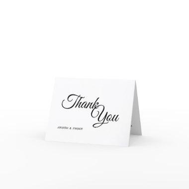 Simple Black and White Calligraphy Photo Thank You Invitations