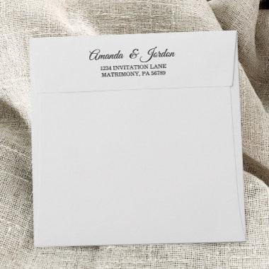 Simple Black and White Calligraphy Square Wedding Envelope