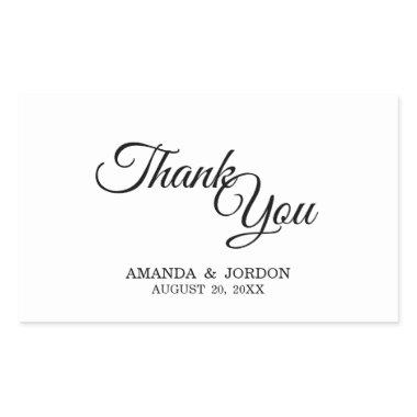 Simple Black and White Calligraphy Thank You Rectangular Sticker