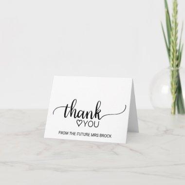 Simple Black Calligraphy Bridal Shower Thank You