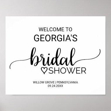 Simple Black Calligraphy Bridal Shower Welcome Poster
