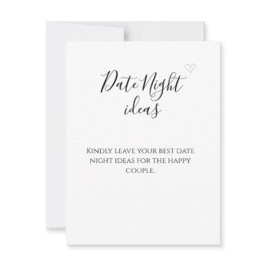Simple black calligraphy date night ideas  advice card