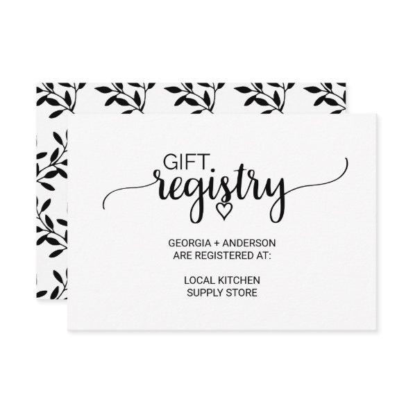 Simple Black Calligraphy Gift Registry Enclosure