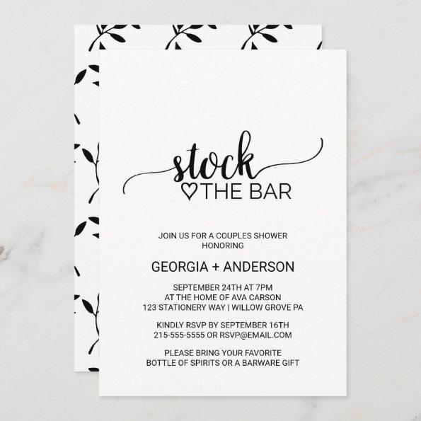 Simple Black Calligraphy Stock the Bar Invitations