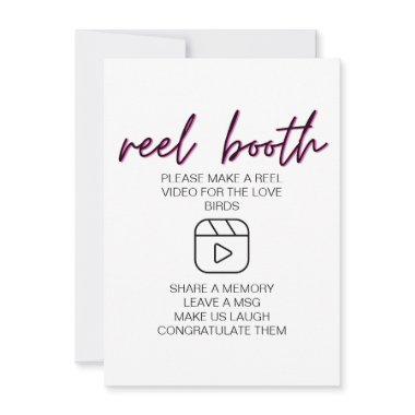 Simple Black Calligraphy Wedding Reels Booth Sign Invitations