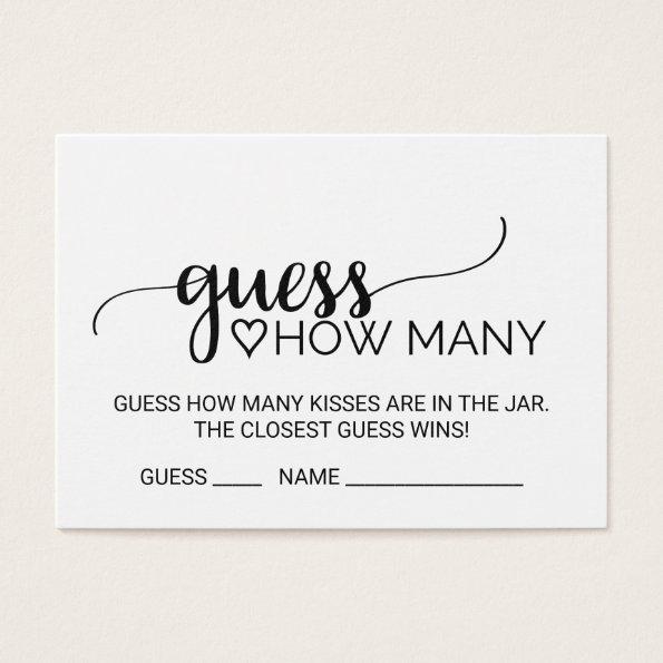 Simple Black Guess How Many Kisses Game Invitations