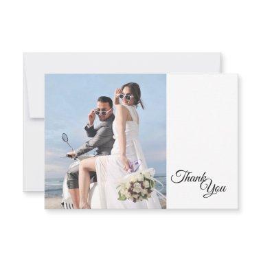 Simple Black White Calligraphy Frame Photo Flat Thank You