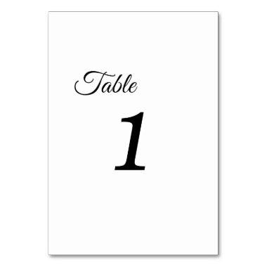 Simple Black White Calligraphy Table Numbers Sign