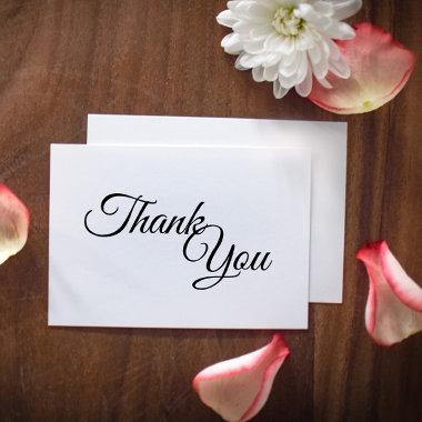 Simple Black White Calligraphy Thank You Flat Invitations
