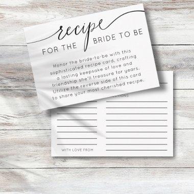 Simple Black & White Recipe for the Bride to Be Enclosure Invitations