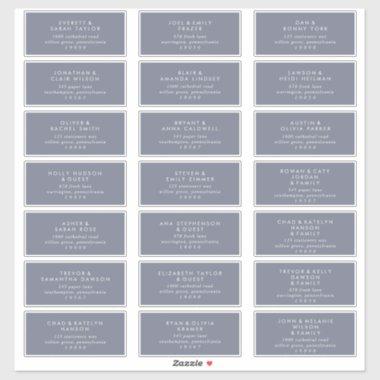 Simple Blue Gray Wedding Guest Address Labels